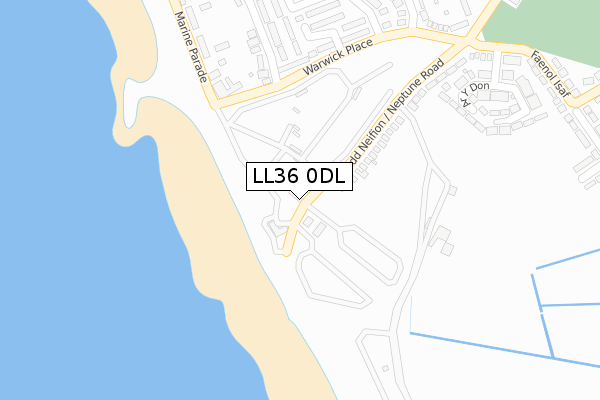 LL36 0DL map - large scale - OS Open Zoomstack (Ordnance Survey)