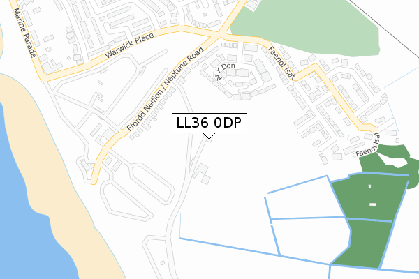 LL36 0DP map - large scale - OS Open Zoomstack (Ordnance Survey)
