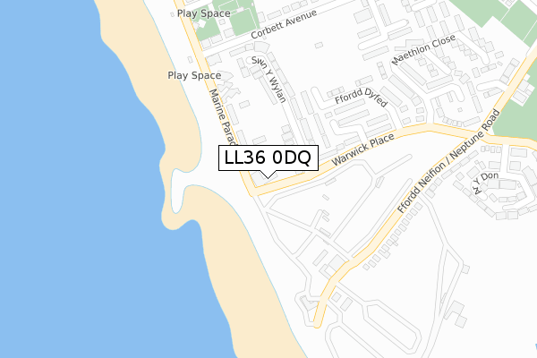 LL36 0DQ map - large scale - OS Open Zoomstack (Ordnance Survey)