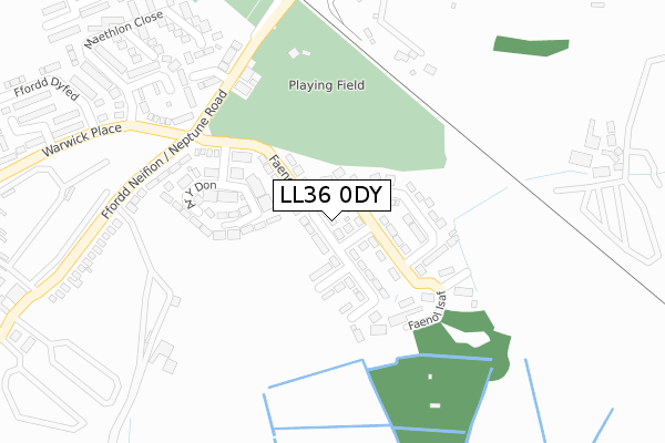 LL36 0DY map - large scale - OS Open Zoomstack (Ordnance Survey)