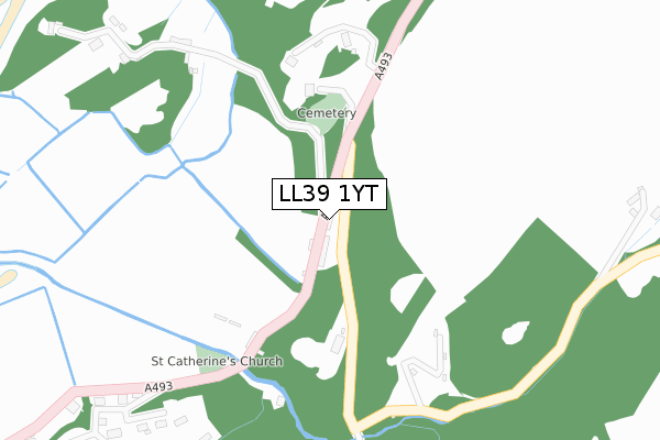 LL39 1YT map - large scale - OS Open Zoomstack (Ordnance Survey)