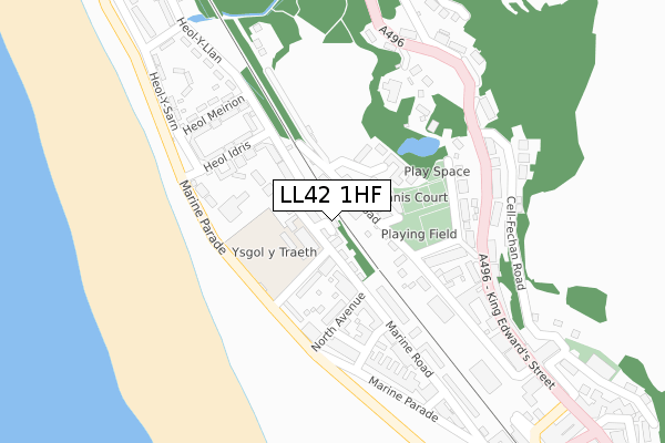 LL42 1HF map - large scale - OS Open Zoomstack (Ordnance Survey)