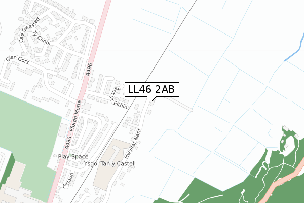LL46 2AB map - large scale - OS Open Zoomstack (Ordnance Survey)