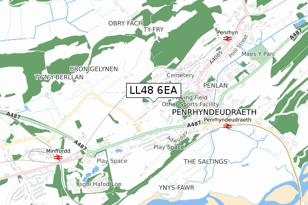 LL48 6EA map - small scale - OS Open Zoomstack (Ordnance Survey)