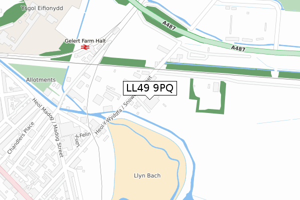 LL49 9PQ map - large scale - OS Open Zoomstack (Ordnance Survey)