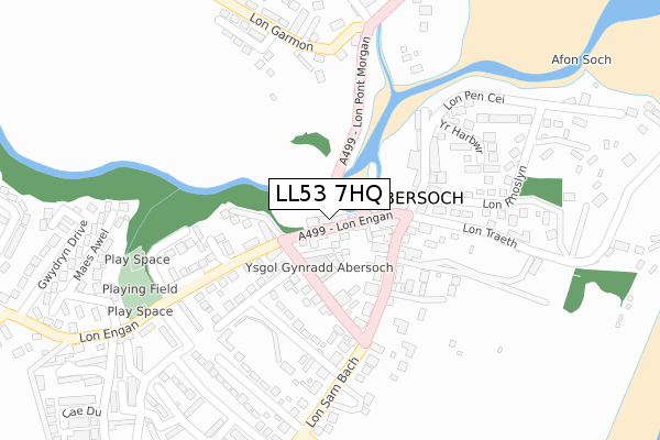 LL53 7HQ map - large scale - OS Open Zoomstack (Ordnance Survey)
