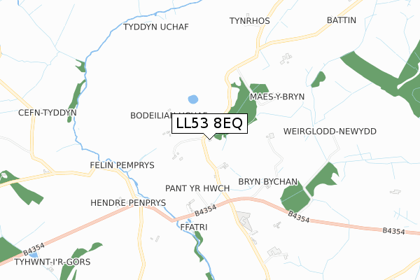 LL53 8EQ map - small scale - OS Open Zoomstack (Ordnance Survey)