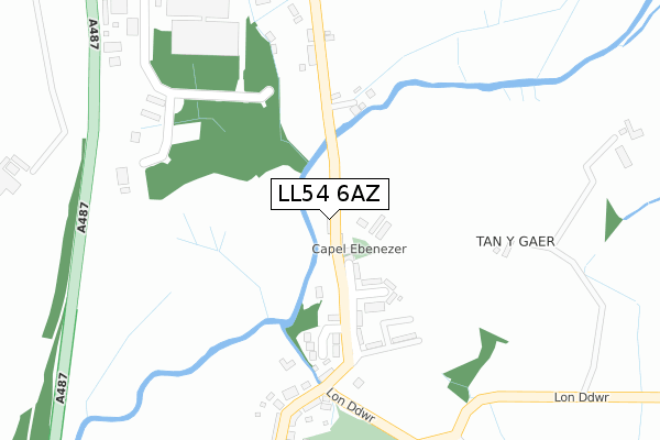 LL54 6AZ map - large scale - OS Open Zoomstack (Ordnance Survey) LL54 6AZ map - large scale - OS Open Zoomstack (Ordnance Survey)