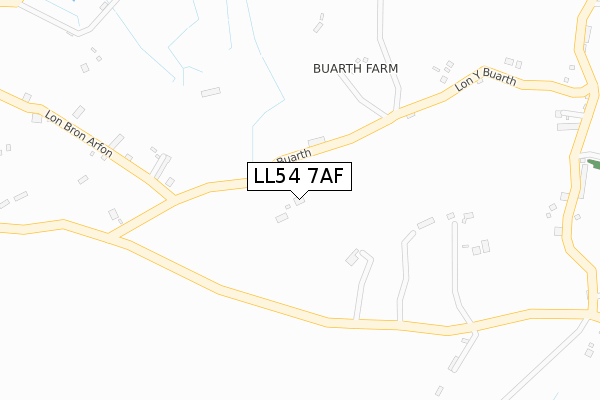 LL54 7AF map - large scale - OS Open Zoomstack (Ordnance Survey)