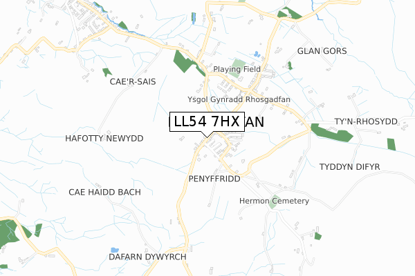 LL54 7HX map - small scale - OS Open Zoomstack (Ordnance Survey) LL54 7HX map - small scale - OS Open Zoomstack (Ordnance Survey)