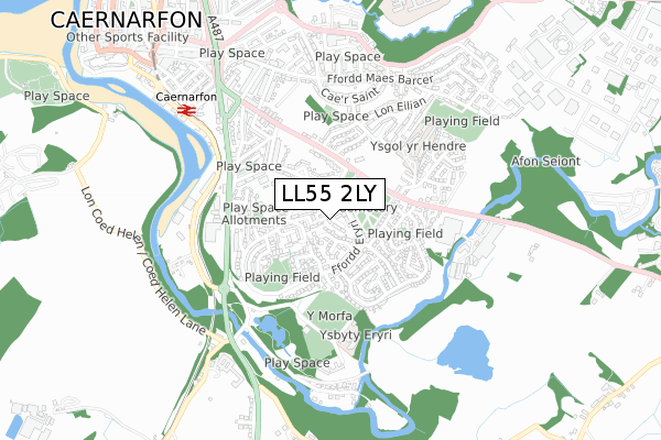 LL55 2LY map - small scale - OS Open Zoomstack (Ordnance Survey) LL55 2LY map - small scale - OS Open Zoomstack (Ordnance Survey)
