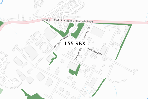 LL55 9BX map - large scale - OS Open Zoomstack (Ordnance Survey)