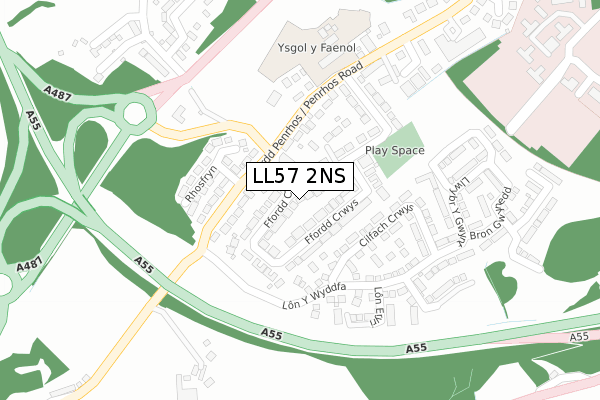 LL57 2NS map - large scale - OS Open Zoomstack (Ordnance Survey) LL57 2NS map - large scale - OS Open Zoomstack (Ordnance Survey)