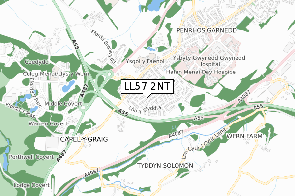 LL57 2NT map - small scale - OS Open Zoomstack (Ordnance Survey) LL57 2NT map - small scale - OS Open Zoomstack (Ordnance Survey)