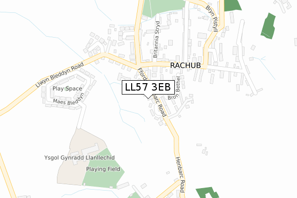 LL57 3EB map - large scale - OS Open Zoomstack (Ordnance Survey)