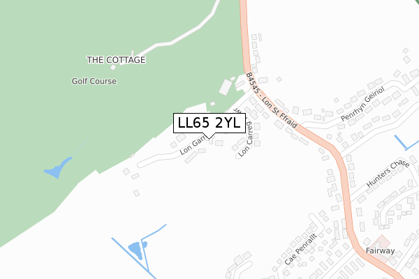 LL65 2YL map - large scale - OS Open Zoomstack (Ordnance Survey)