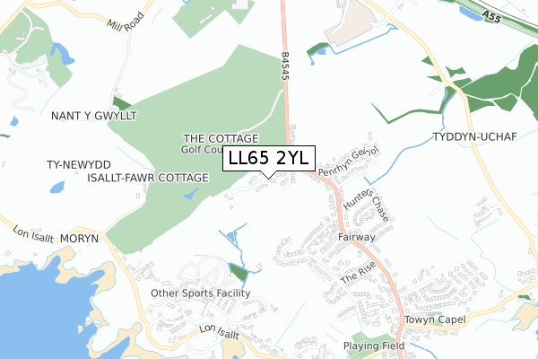 LL65 2YL map - small scale - OS Open Zoomstack (Ordnance Survey)
