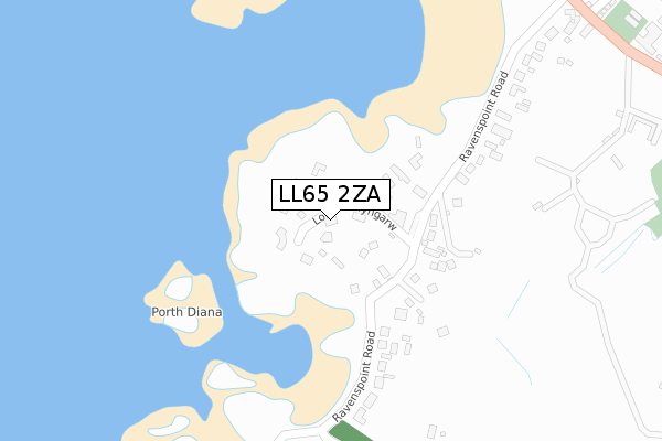 LL65 2ZA map - large scale - OS Open Zoomstack (Ordnance Survey)