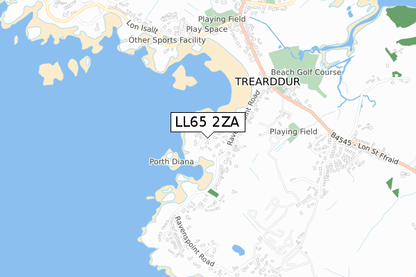LL65 2ZA map - small scale - OS Open Zoomstack (Ordnance Survey)