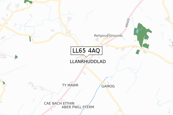 LL65 4AQ map - small scale - OS Open Zoomstack (Ordnance Survey)