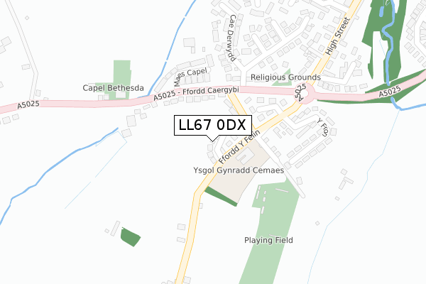 LL67 0DX map - large scale - OS Open Zoomstack (Ordnance Survey)