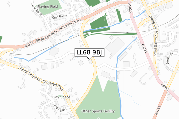 LL68 9BJ map - large scale - OS Open Zoomstack (Ordnance Survey)