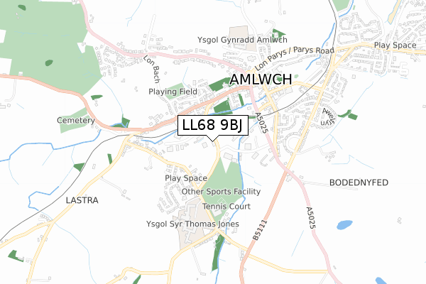 LL68 9BJ map - small scale - OS Open Zoomstack (Ordnance Survey)