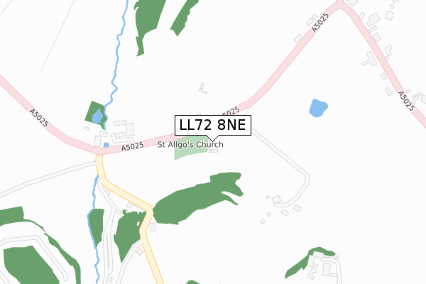 LL72 8NE map - large scale - OS Open Zoomstack (Ordnance Survey)