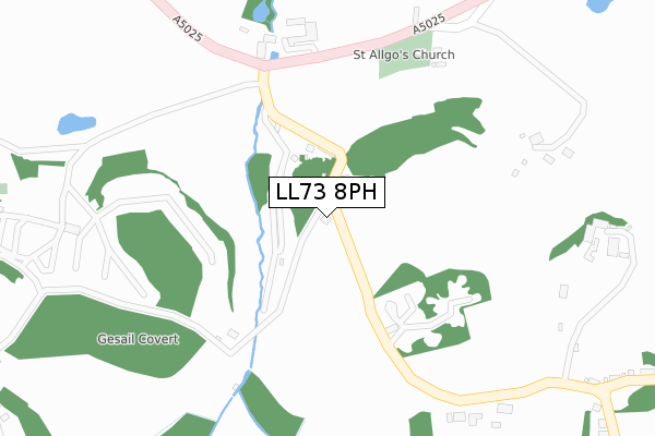 LL73 8PH map - large scale - OS Open Zoomstack (Ordnance Survey)