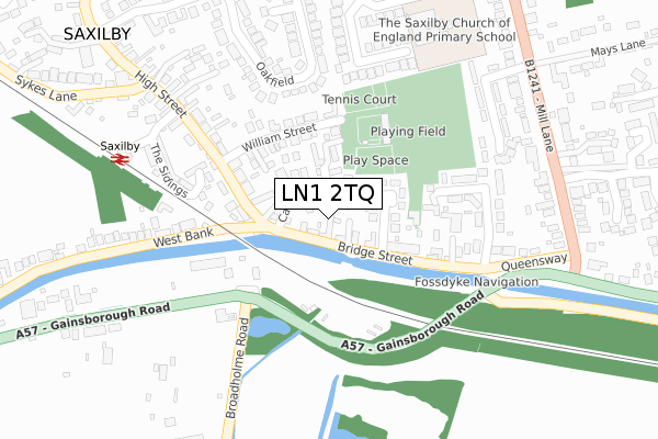 LN1 2TQ map - large scale - OS Open Zoomstack (Ordnance Survey)