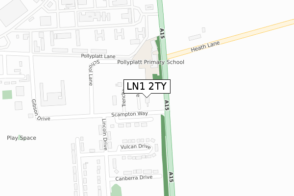 LN1 2TY map - large scale - OS Open Zoomstack (Ordnance Survey)