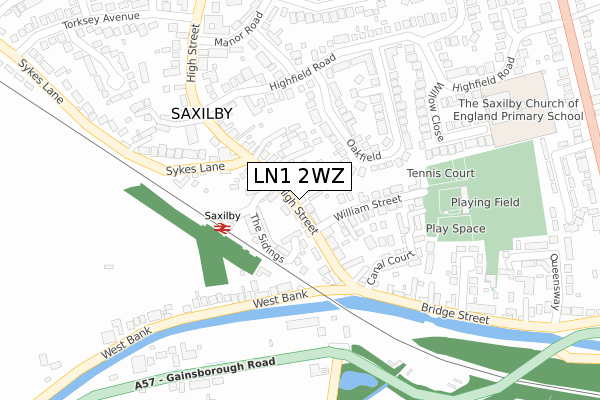 LN1 2WZ map - large scale - OS Open Zoomstack (Ordnance Survey)