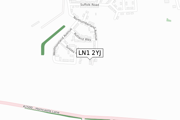 LN1 2YJ map - large scale - OS Open Zoomstack (Ordnance Survey)