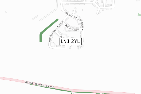 LN1 2YL map - large scale - OS Open Zoomstack (Ordnance Survey)