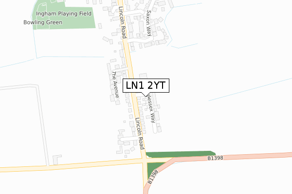 LN1 2YT map - large scale - OS Open Zoomstack (Ordnance Survey)