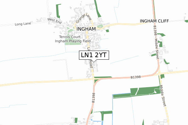 LN1 2YT map - small scale - OS Open Zoomstack (Ordnance Survey)