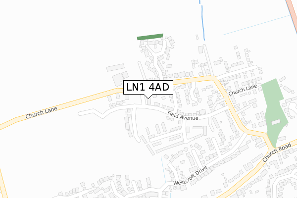 LN1 4AD map - large scale - OS Open Zoomstack (Ordnance Survey)