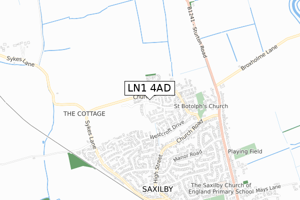 LN1 4AD map - small scale - OS Open Zoomstack (Ordnance Survey)