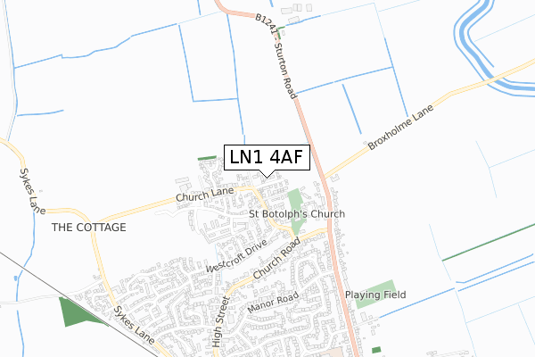 LN1 4AF map - small scale - OS Open Zoomstack (Ordnance Survey)