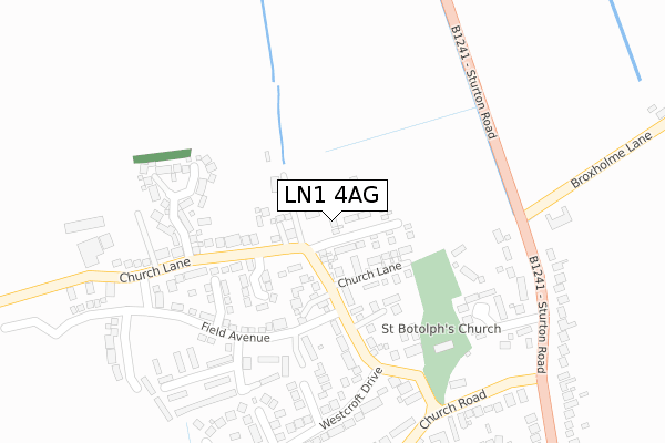 LN1 4AG map - large scale - OS Open Zoomstack (Ordnance Survey)