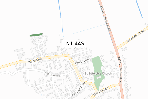 LN1 4AS map - large scale - OS Open Zoomstack (Ordnance Survey)