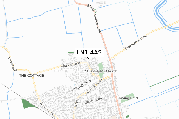 LN1 4AS map - small scale - OS Open Zoomstack (Ordnance Survey)
