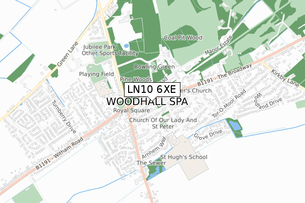 LN10 6XE map - small scale - OS Open Zoomstack (Ordnance Survey)