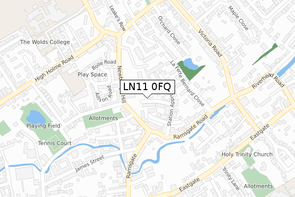 LN11 0FQ map - large scale - OS Open Zoomstack (Ordnance Survey)