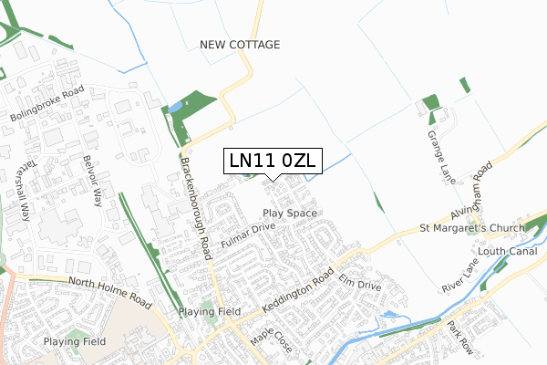 LN11 0ZL map - small scale - OS Open Zoomstack (Ordnance Survey)