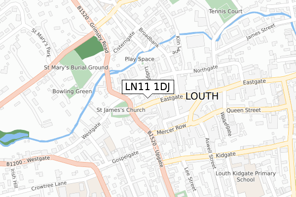 LN11 1DJ map - large scale - OS Open Zoomstack (Ordnance Survey)