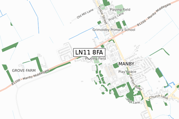 LN11 8FA map - small scale - OS Open Zoomstack (Ordnance Survey)