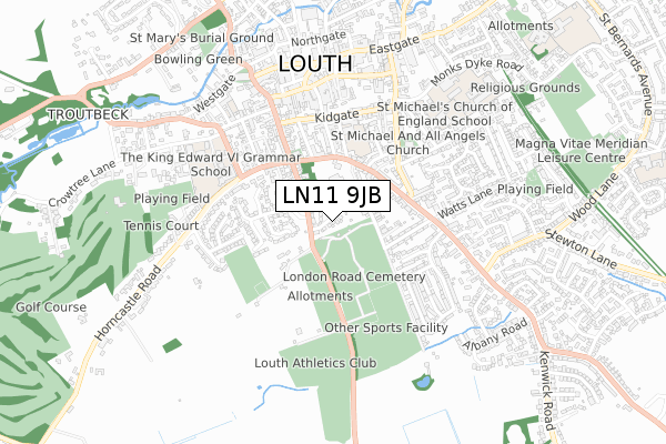 LN11 9JB map - small scale - OS Open Zoomstack (Ordnance Survey)