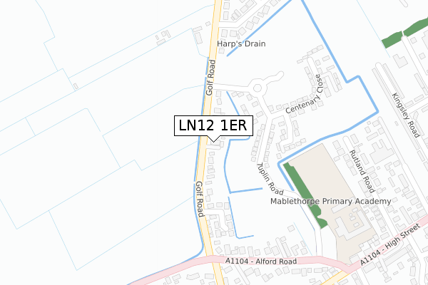 LN12 1ER map - large scale - OS Open Zoomstack (Ordnance Survey)