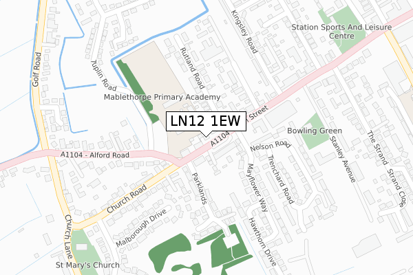 LN12 1EW map - large scale - OS Open Zoomstack (Ordnance Survey)